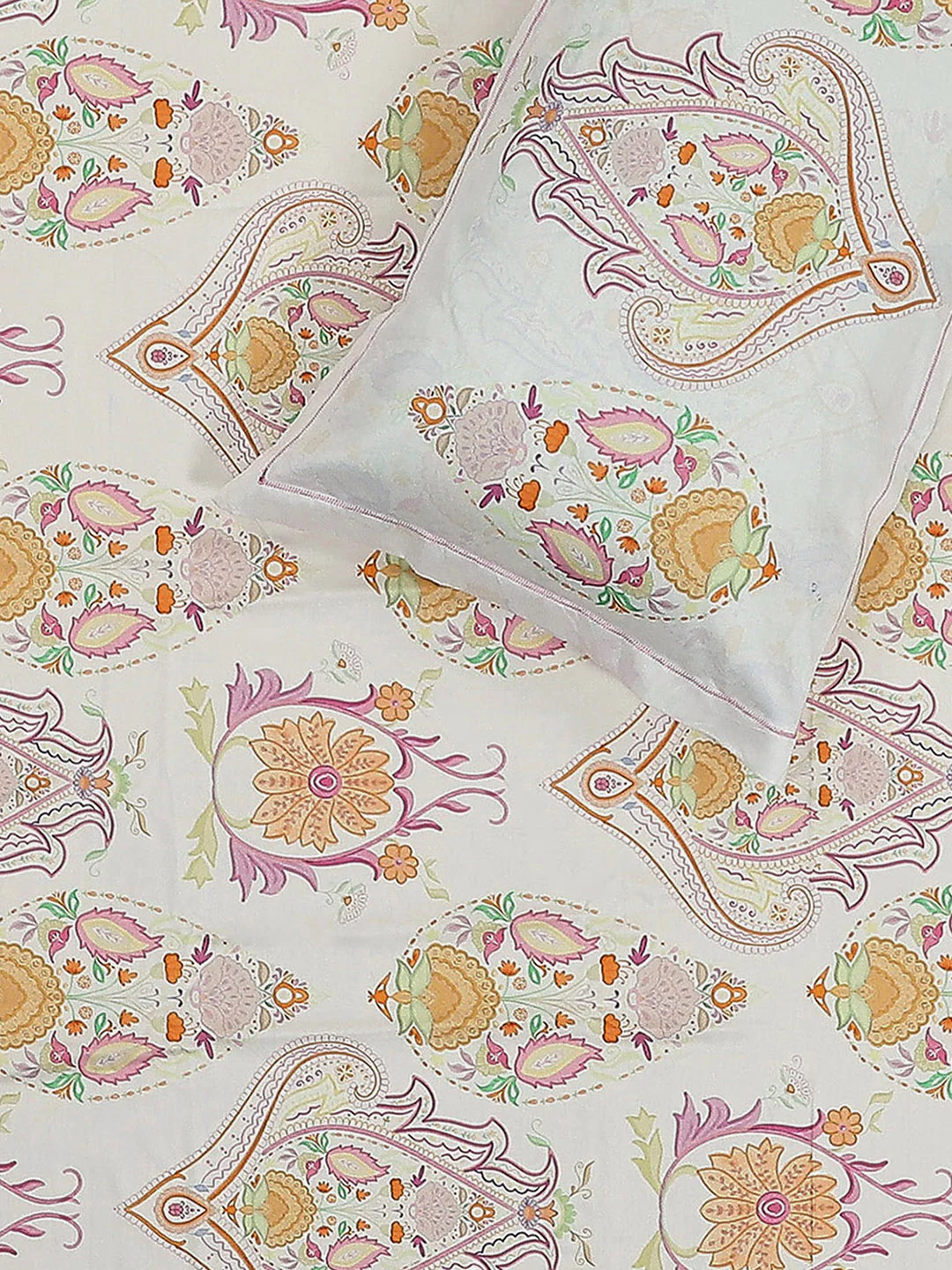 300 TC Cotton Double Bed 1 Bedsheet with 2 Pillow Covers (Morocan) - Image 5