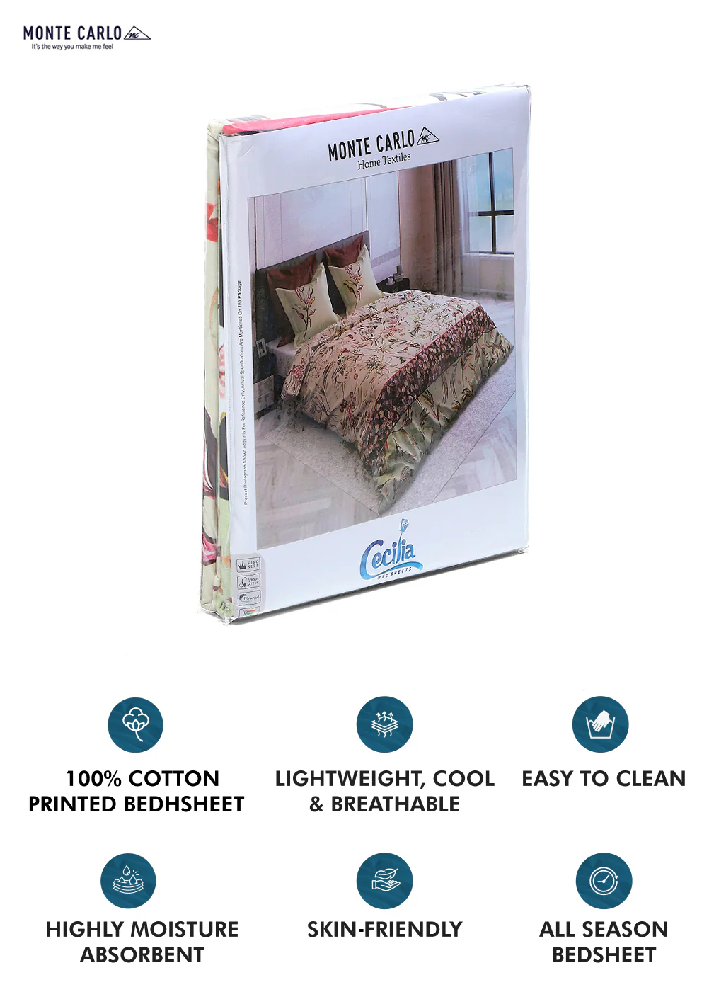 300 TC Cotton Double Bedsheet with 2 Pillow Covers - Image 9