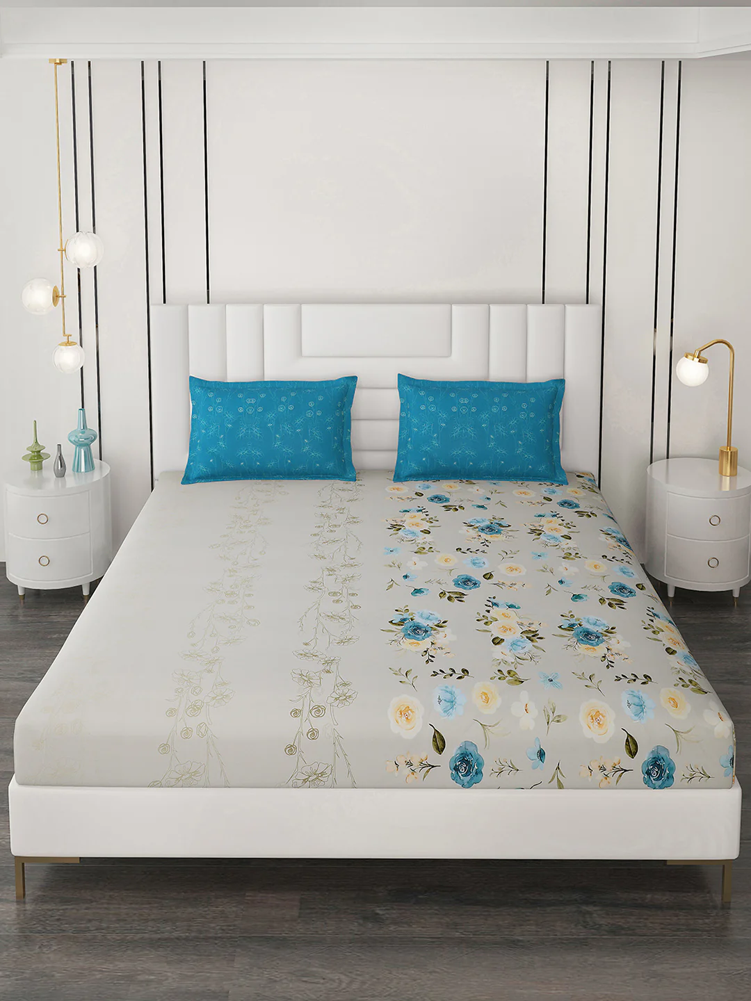 300 TC Cotton Double Bedsheet with 2 Pillow Covers - Image 2