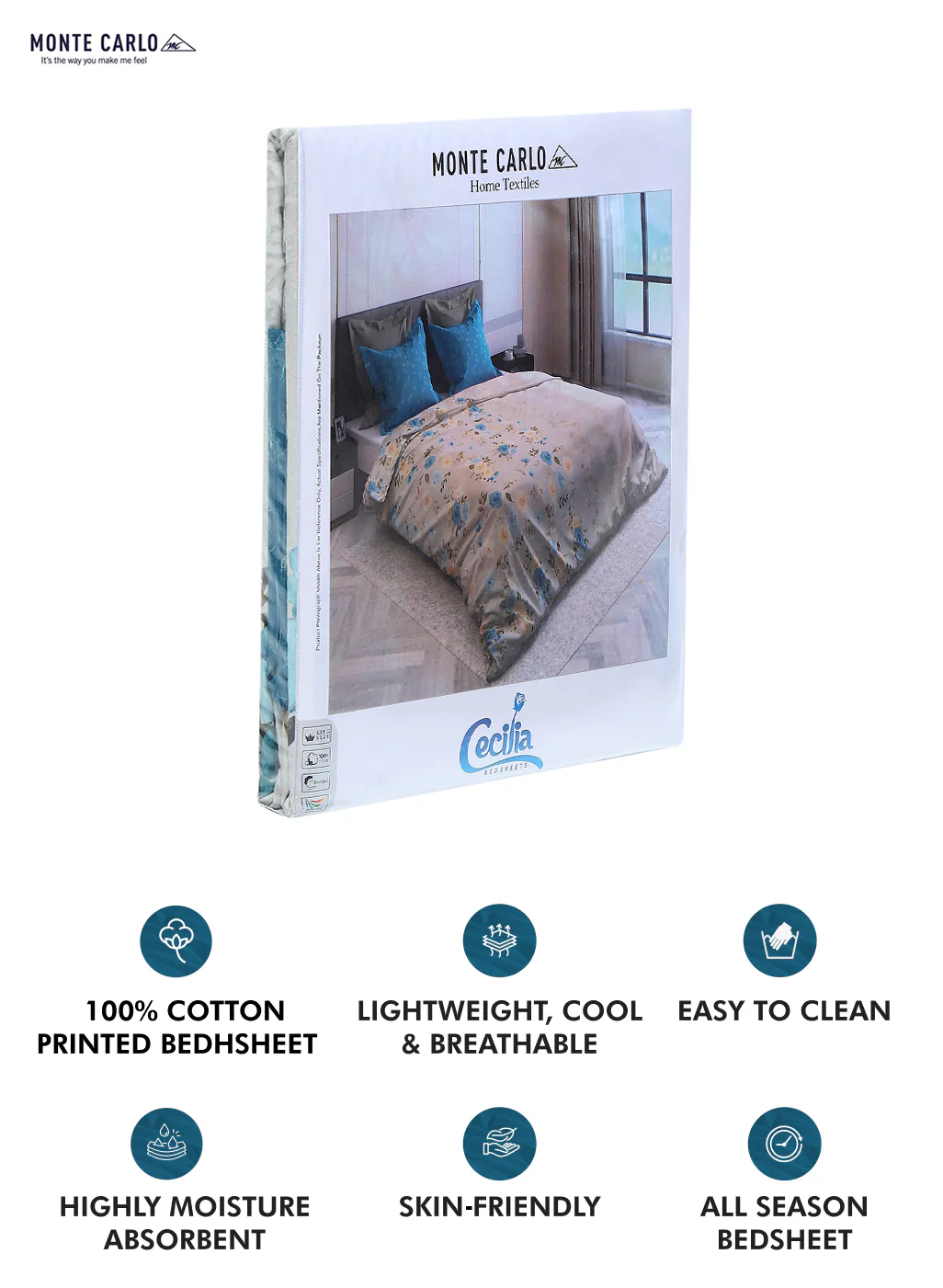 300 TC Cotton Double Bedsheet with 2 Pillow Covers - Image 9