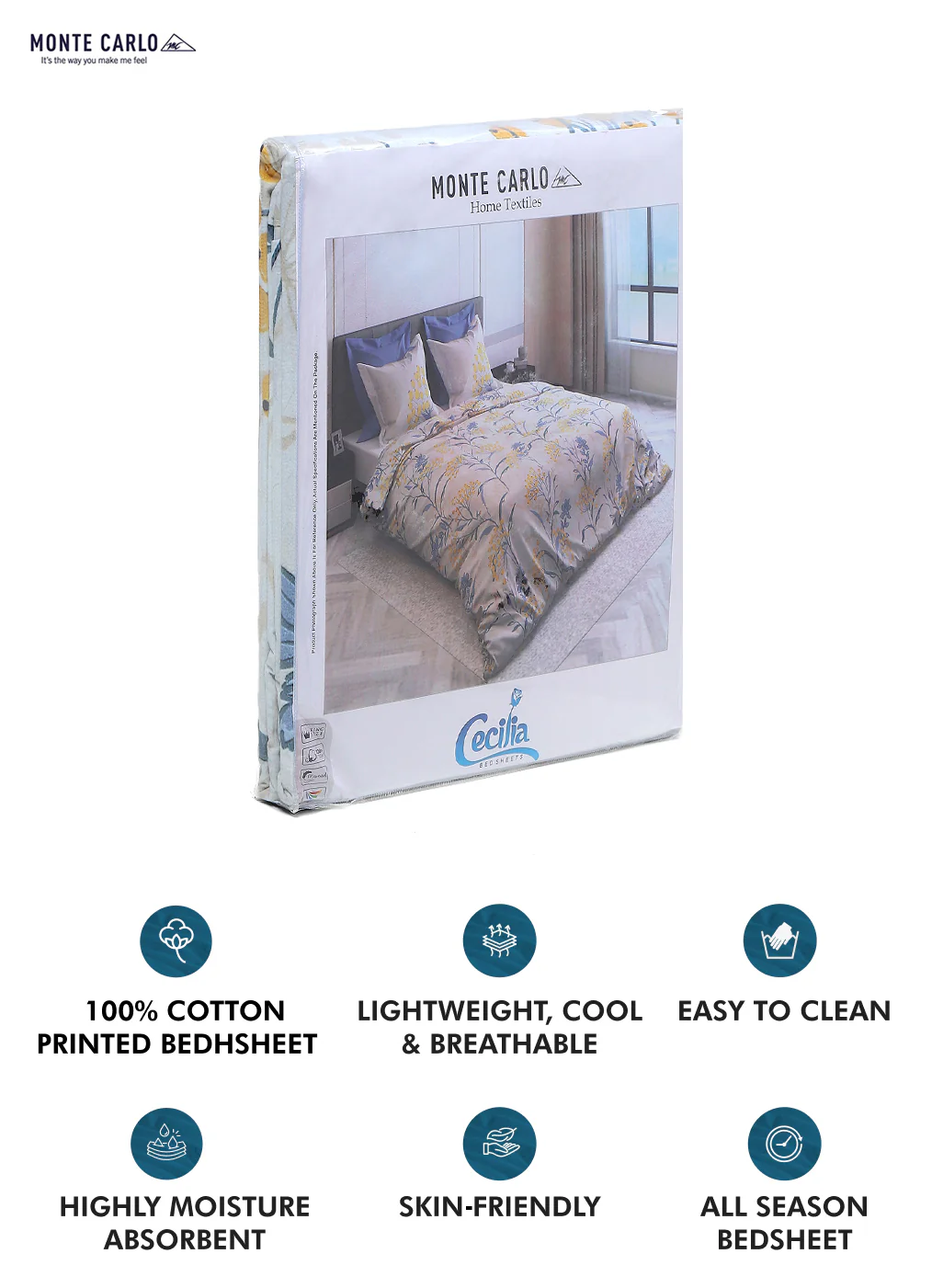 300 TC Cotton Double Bedsheet with 2 Pillow Covers - Image 9