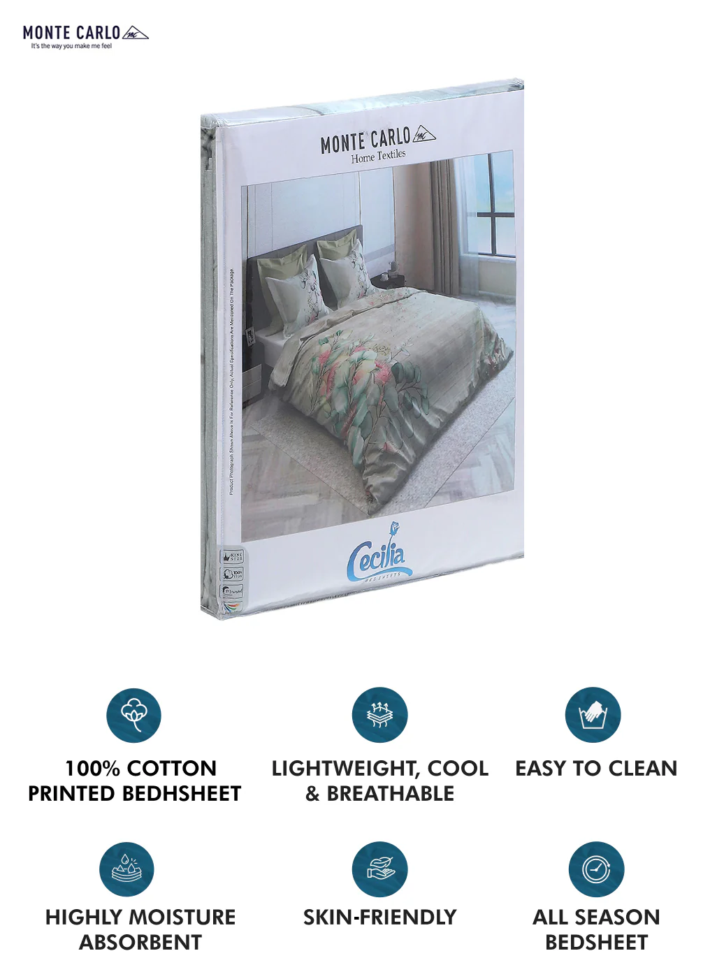 300 TC Cotton Double Bedsheet with 2 Pillow Covers - Image 9