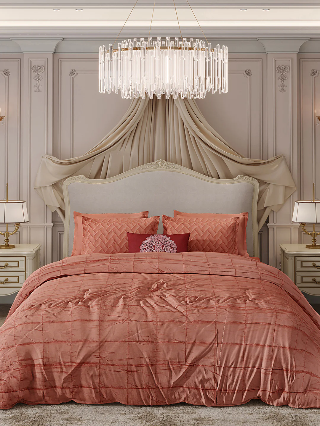 300 TC Cotton King Size Luxury 11 Pc Bedding Set (Trousseau) - Image 3