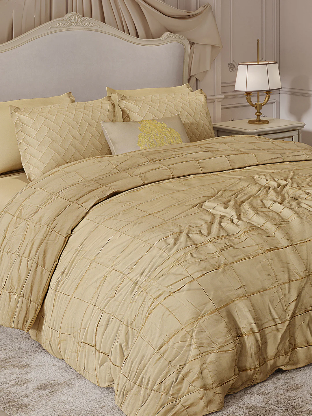 300 TC Cotton King Size Luxury 11 Pc Bedding Set (Trousseau) - Image 4