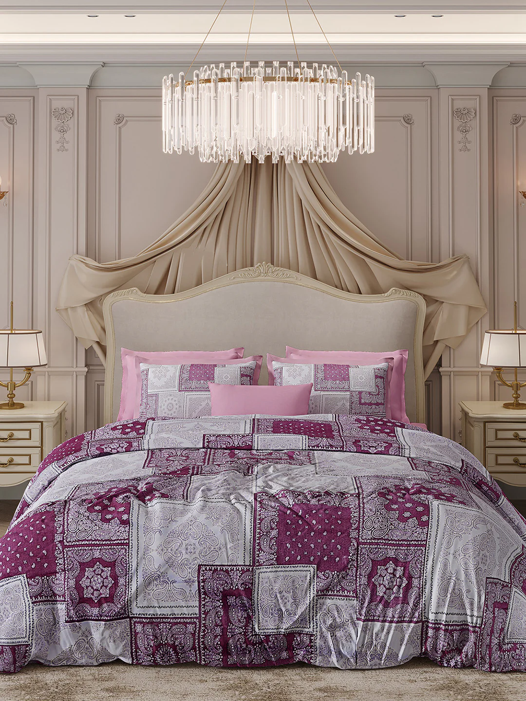 300 TC Cotton King Size Luxury 7 Pc Bedding Set (Heritage) - Image 3