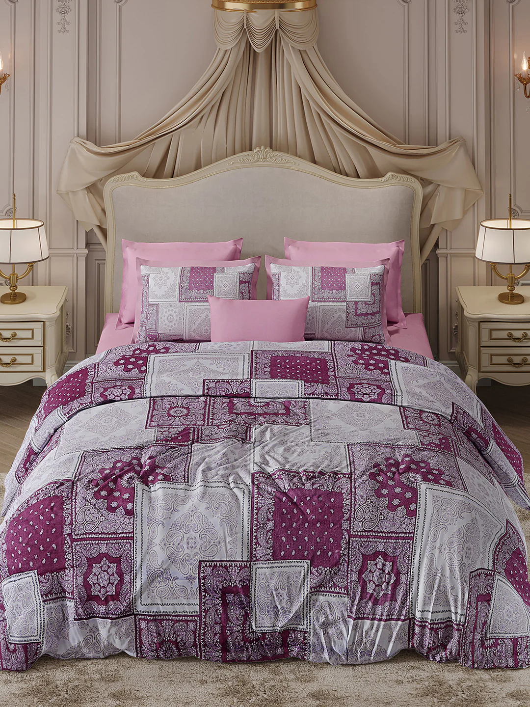 300 TC Cotton King Size Luxury 7 Pc Bedding Set (Heritage) - Image 4