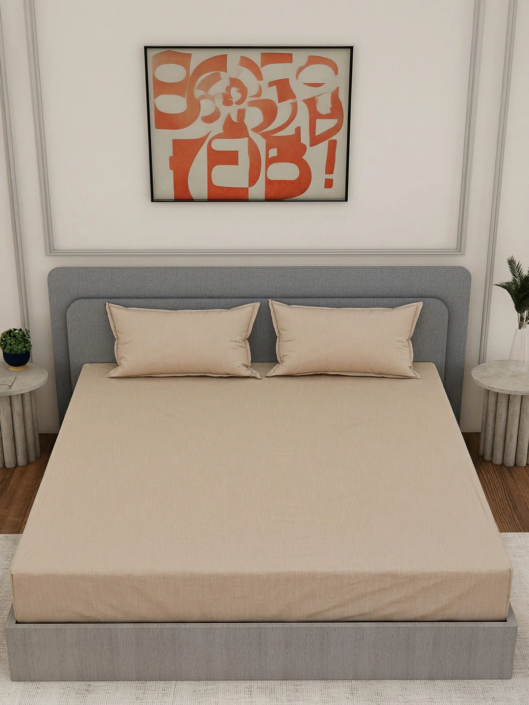 Luxury 300 TC Cotton Linen King Size Bedsheet with 2 Pillow Covers Eco Linen Collection - Image 4