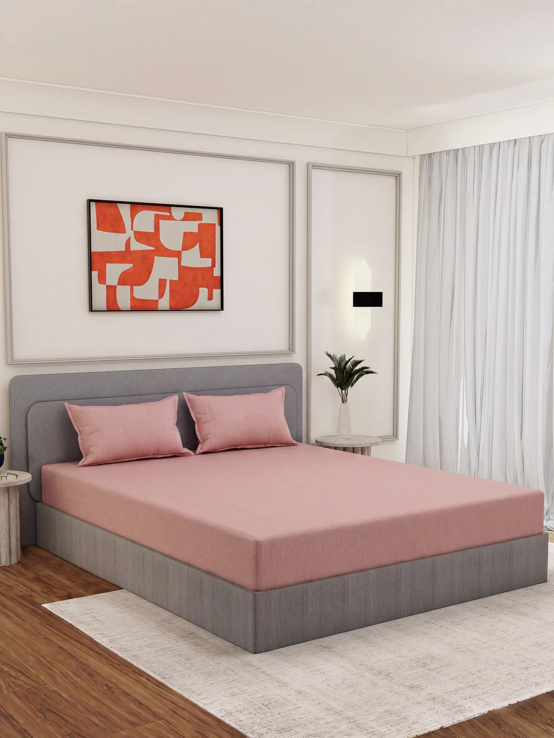 Luxury 300 TC Cotton Linen King Size Bedsheet with 2 Pillow Covers Eco Linen Collection - Image 2