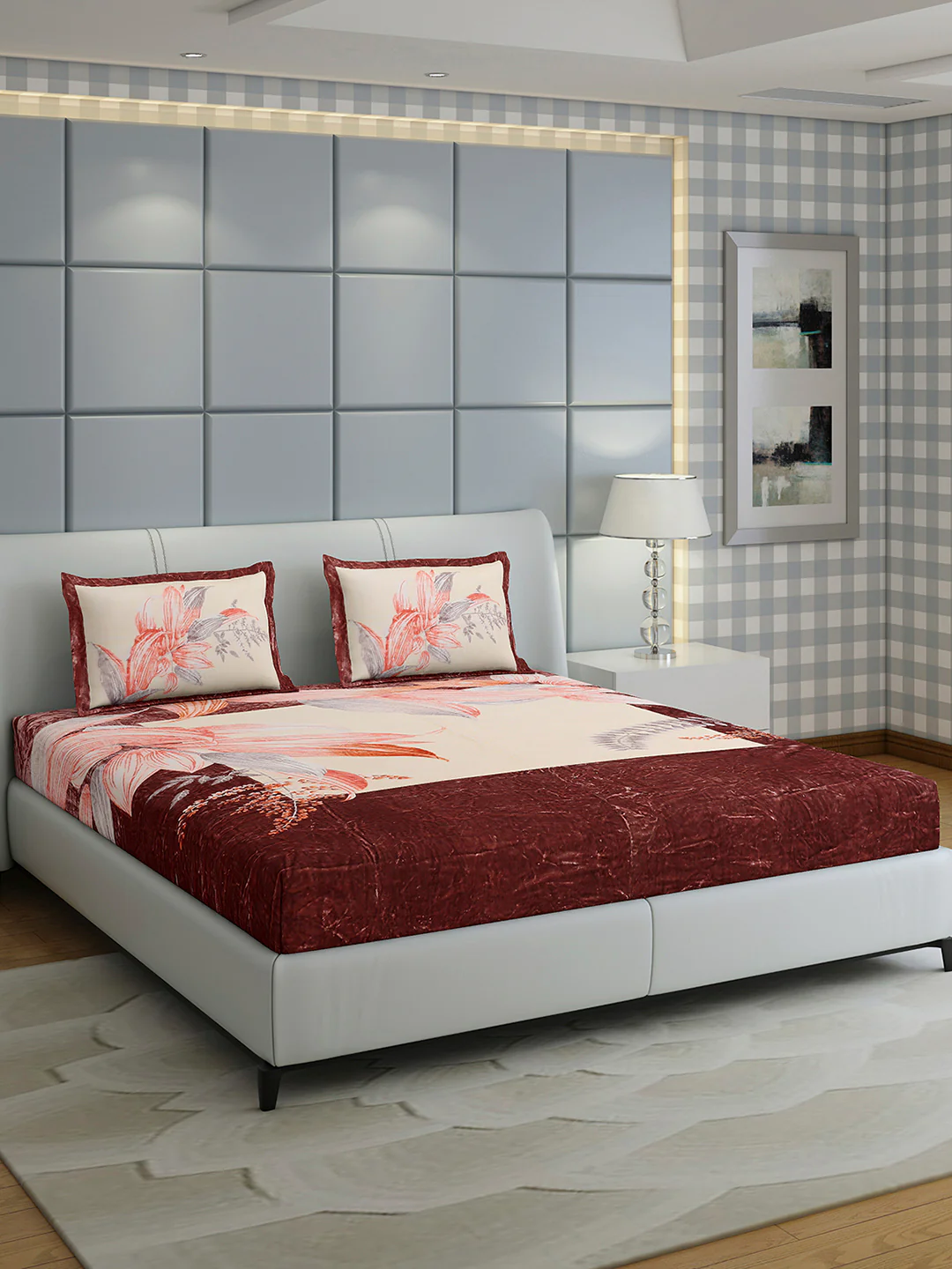 331 GSM 100% Polyester Double Bed 1 Bedsheet with 2 Pillow Cover (Miranda) - Image 4