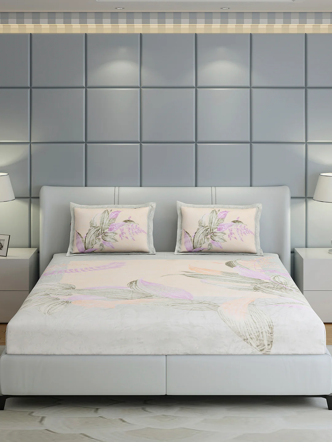 331 GSM 100% Polyester Double Bed 1 Bedsheet with 2 Pillow Cover (Miranda) - Image 2