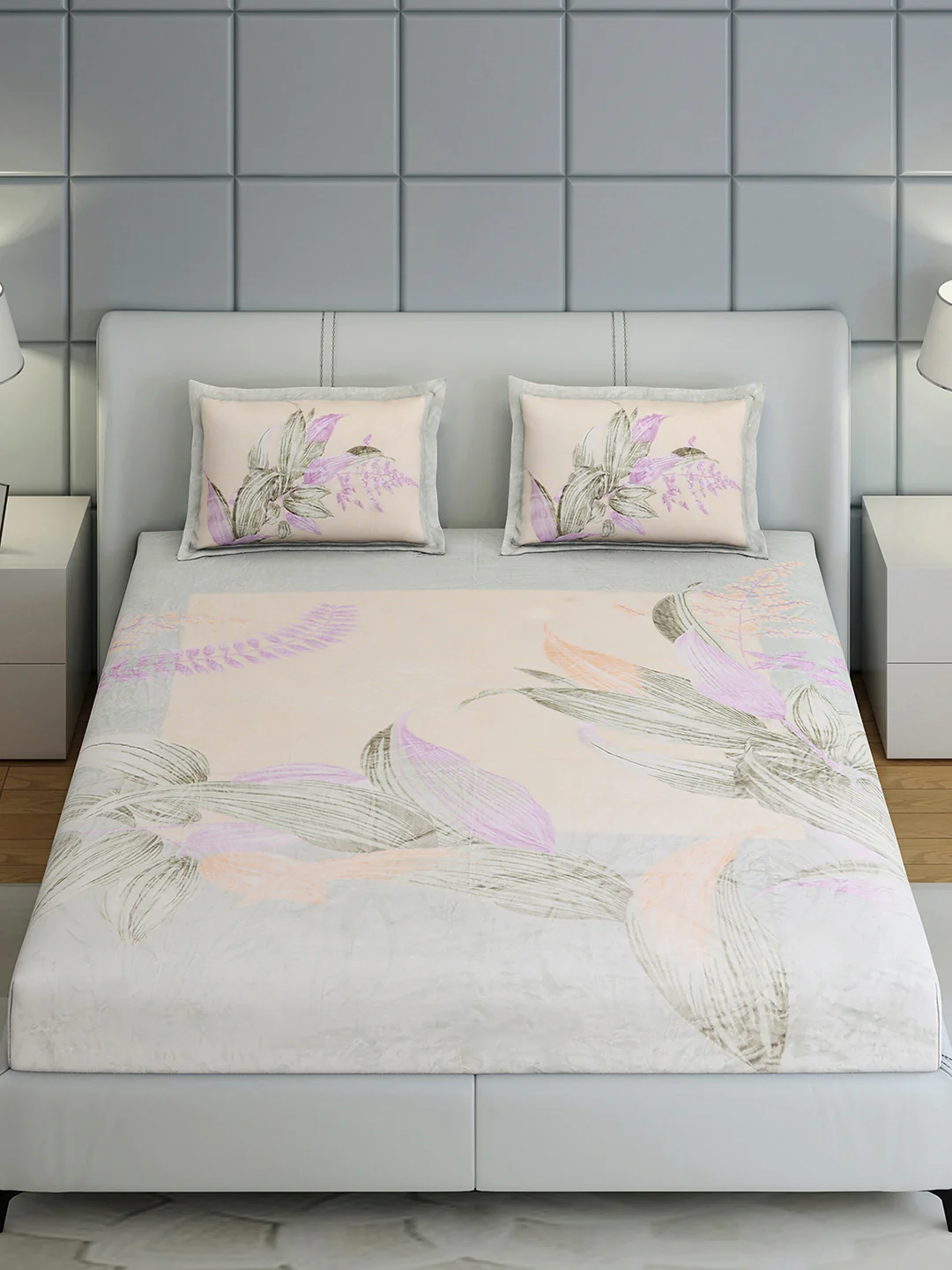 331 GSM 100% Polyester Double Bed 1 Bedsheet with 2 Pillow Cover (Miranda) - Image 3