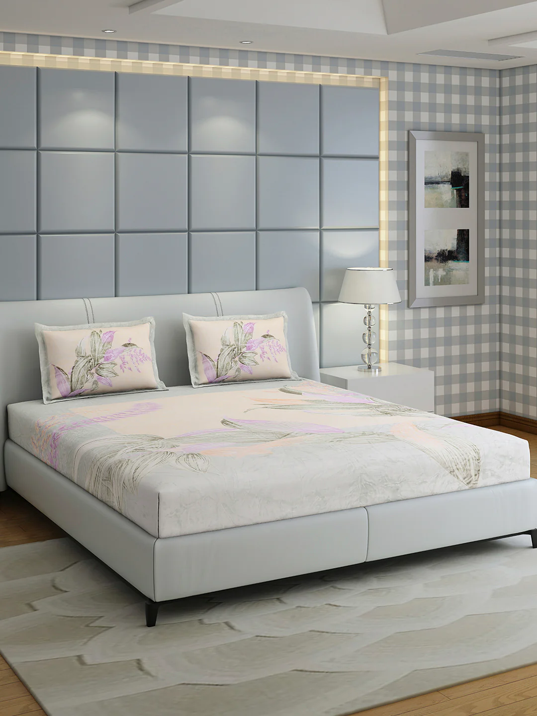 331 GSM 100% Polyester Double Bed 1 Bedsheet with 2 Pillow Cover (Miranda) - Image 4