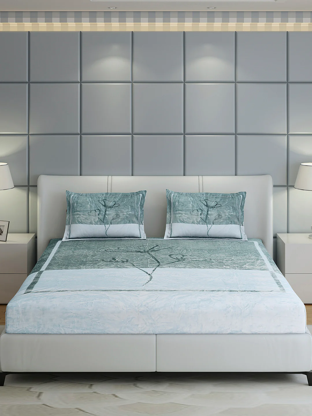 331 GSM 100% Polyester Double Bed 1 Bedsheet with 2 Pillow Cover (Miranda) - Image 2