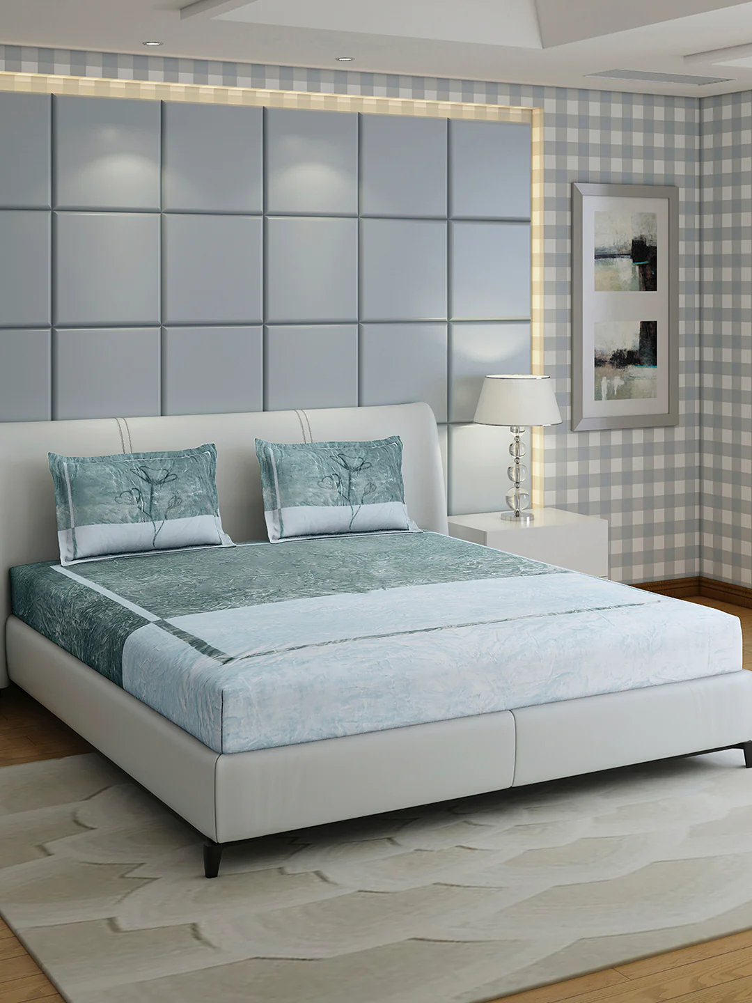331 GSM 100% Polyester Double Bed 1 Bedsheet with 2 Pillow Cover (Miranda) - Image 4