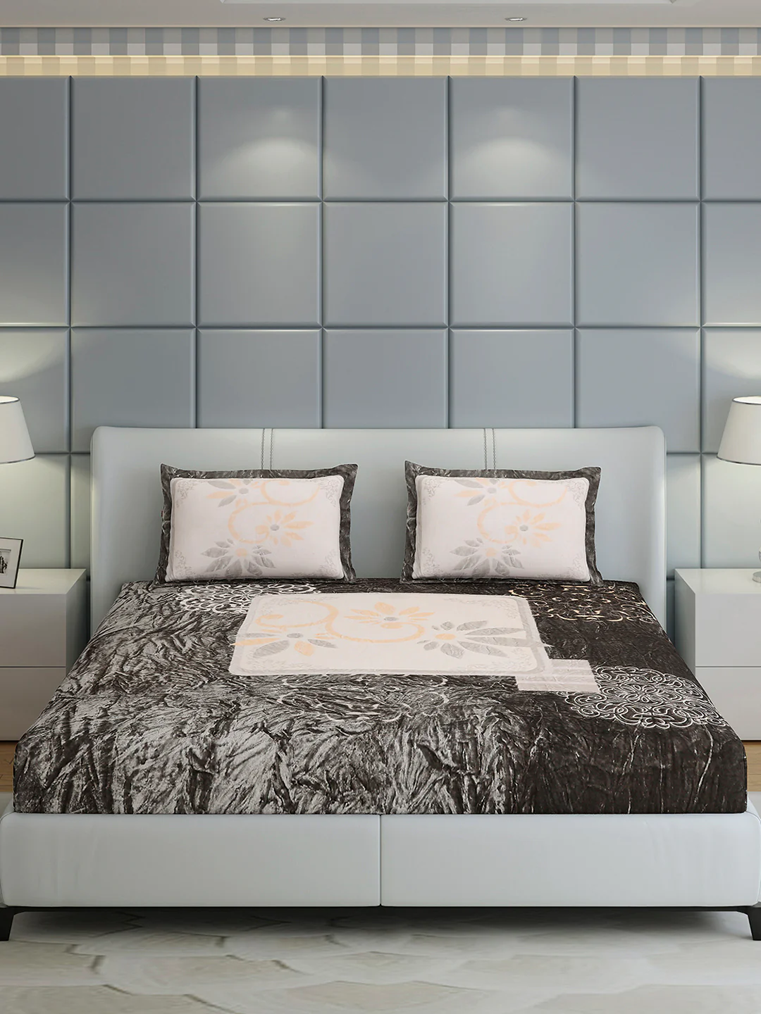 331 GSM 100% Polyester Double Bed 1 Bedsheet with 2 Pillow Cover (Miranda) - Image 2