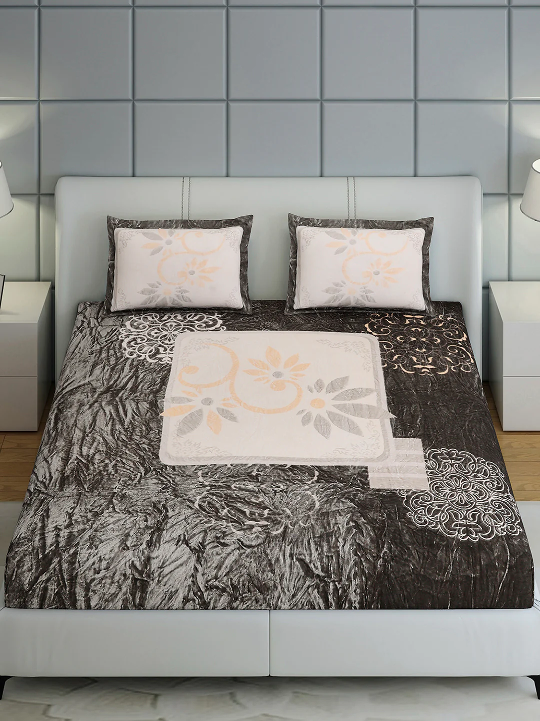 331 GSM 100% Polyester Double Bed 1 Bedsheet with 2 Pillow Cover (Miranda) - Image 3