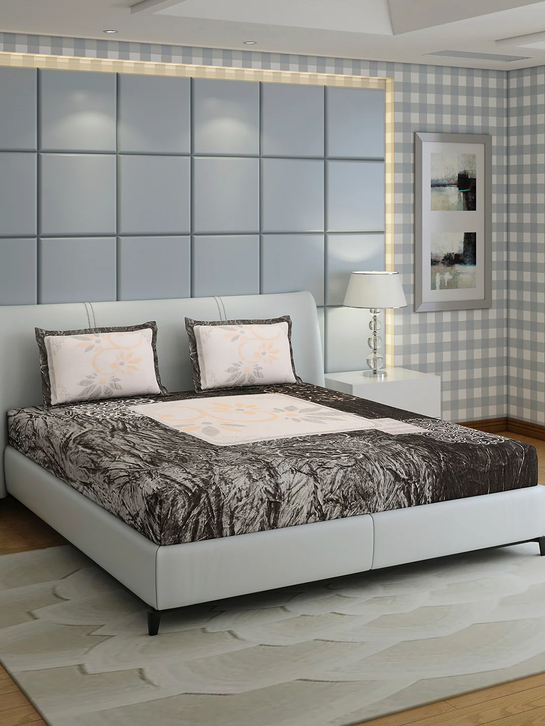 331 GSM 100% Polyester Double Bed 1 Bedsheet with 2 Pillow Cover (Miranda) - Image 4