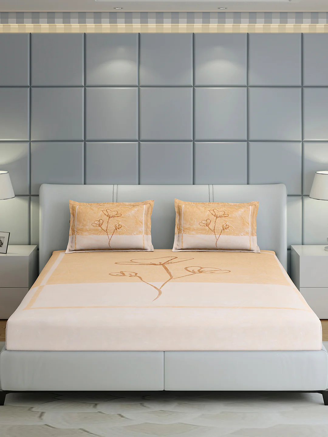 331 GSM 100% Polyester Double Bed 1 Bedsheet with 2 Pillow Cover (Miranda) - Image 2
