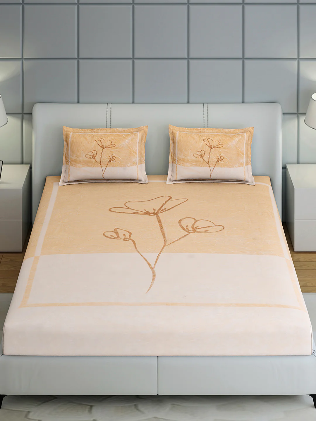 331 GSM 100% Polyester Double Bed 1 Bedsheet with 2 Pillow Cover (Miranda) - Image 3