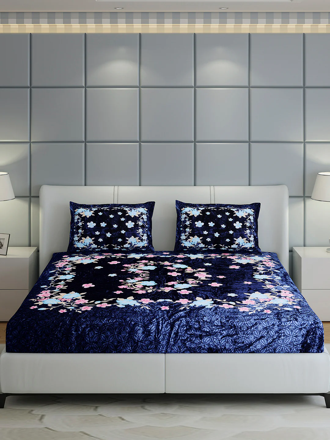 331 GSM 100% Polyester Double Bed 1 Bedsheet with 2 Pillow Cover (Miranda) - Image 2