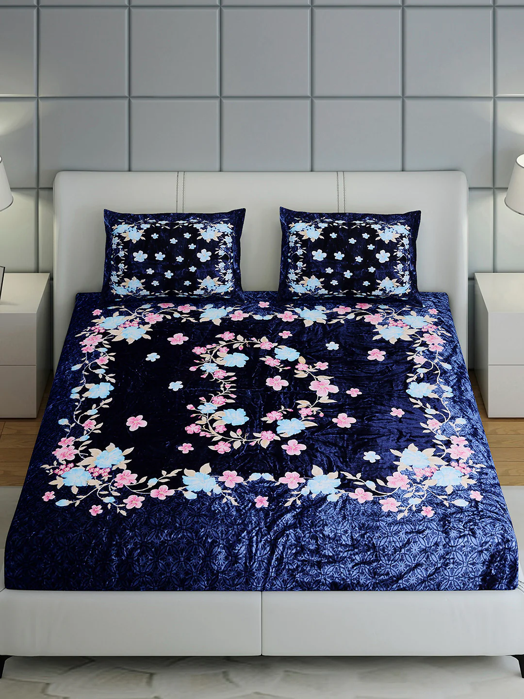 331 GSM 100% Polyester Double Bed 1 Bedsheet with 2 Pillow Cover (Miranda) - Image 3