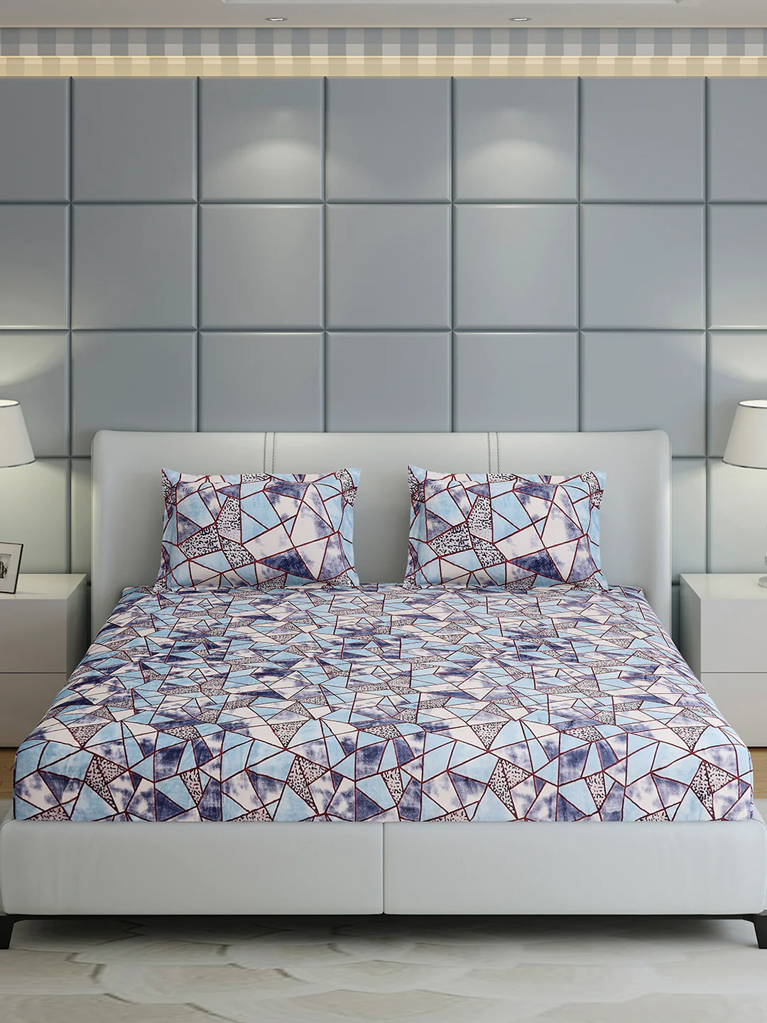 349 GSM 100% Polyester King Bed 1 Bedsheet with 2 Pillow Cover (Carnival) - Image 2
