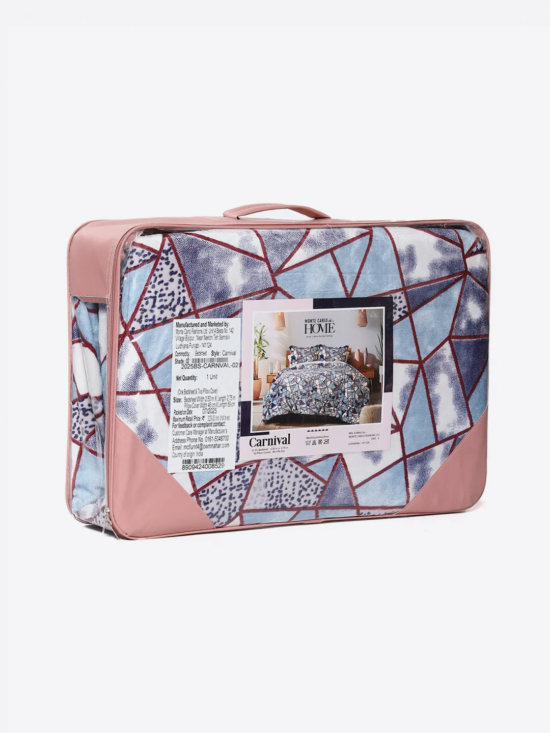 349 GSM 100% Polyester King Bed 1 Bedsheet with 2 Pillow Cover (Carnival) - Image 9