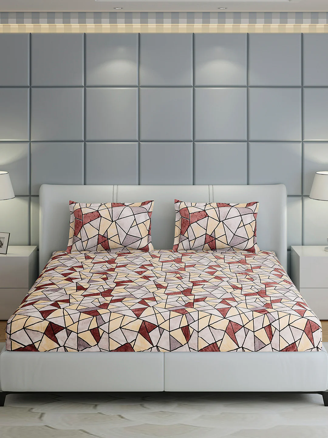 349 GSM 100% Polyester King Bed 1 Bedsheet with 2 Pillow Cover (Carnival) - Image 2