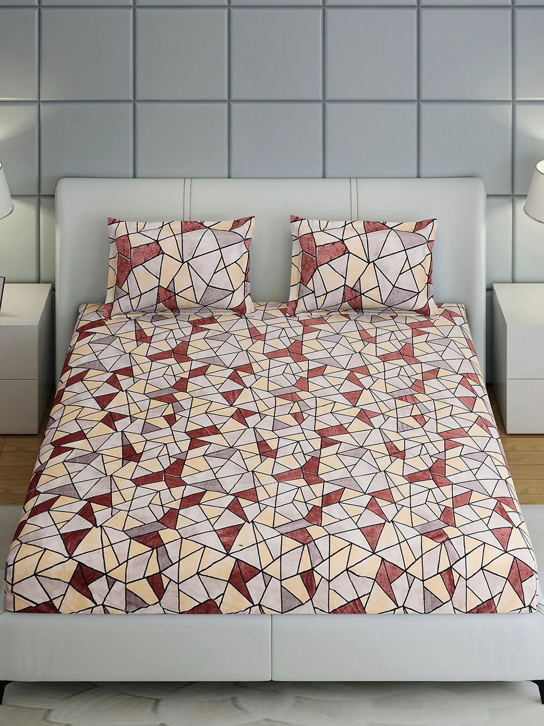 349 GSM 100% Polyester King Bed 1 Bedsheet with 2 Pillow Cover (Carnival) - Image 3