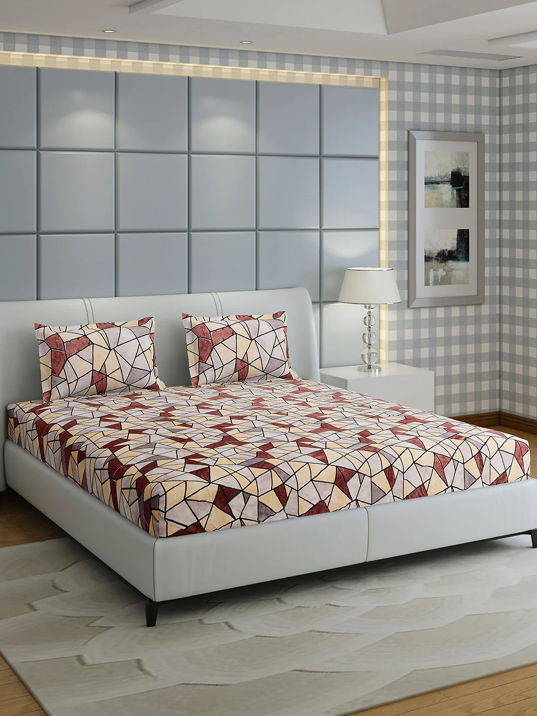 349 GSM 100% Polyester King Bed 1 Bedsheet with 2 Pillow Cover (Carnival) - Image 4