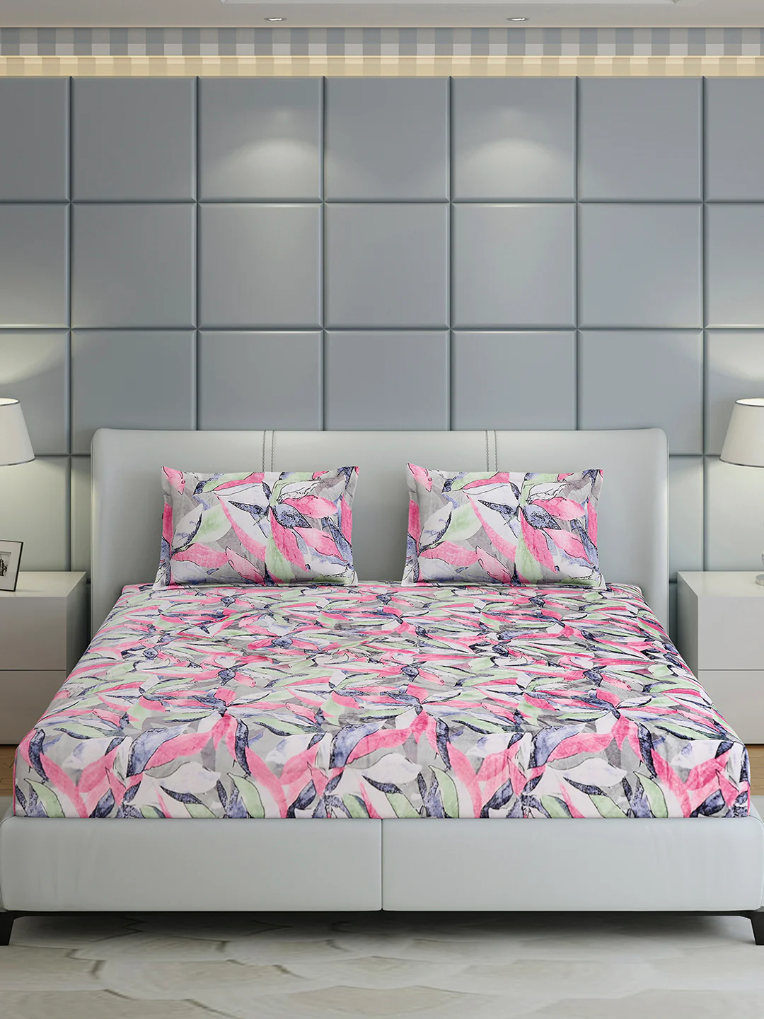 349 GSM 100% Polyester King Bed 1 Bedsheet with 2 Pillow Cover (Carnival) - Image 2