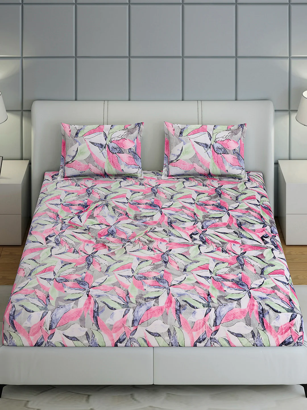 349 GSM 100% Polyester King Bed 1 Bedsheet with 2 Pillow Cover (Carnival) - Image 3