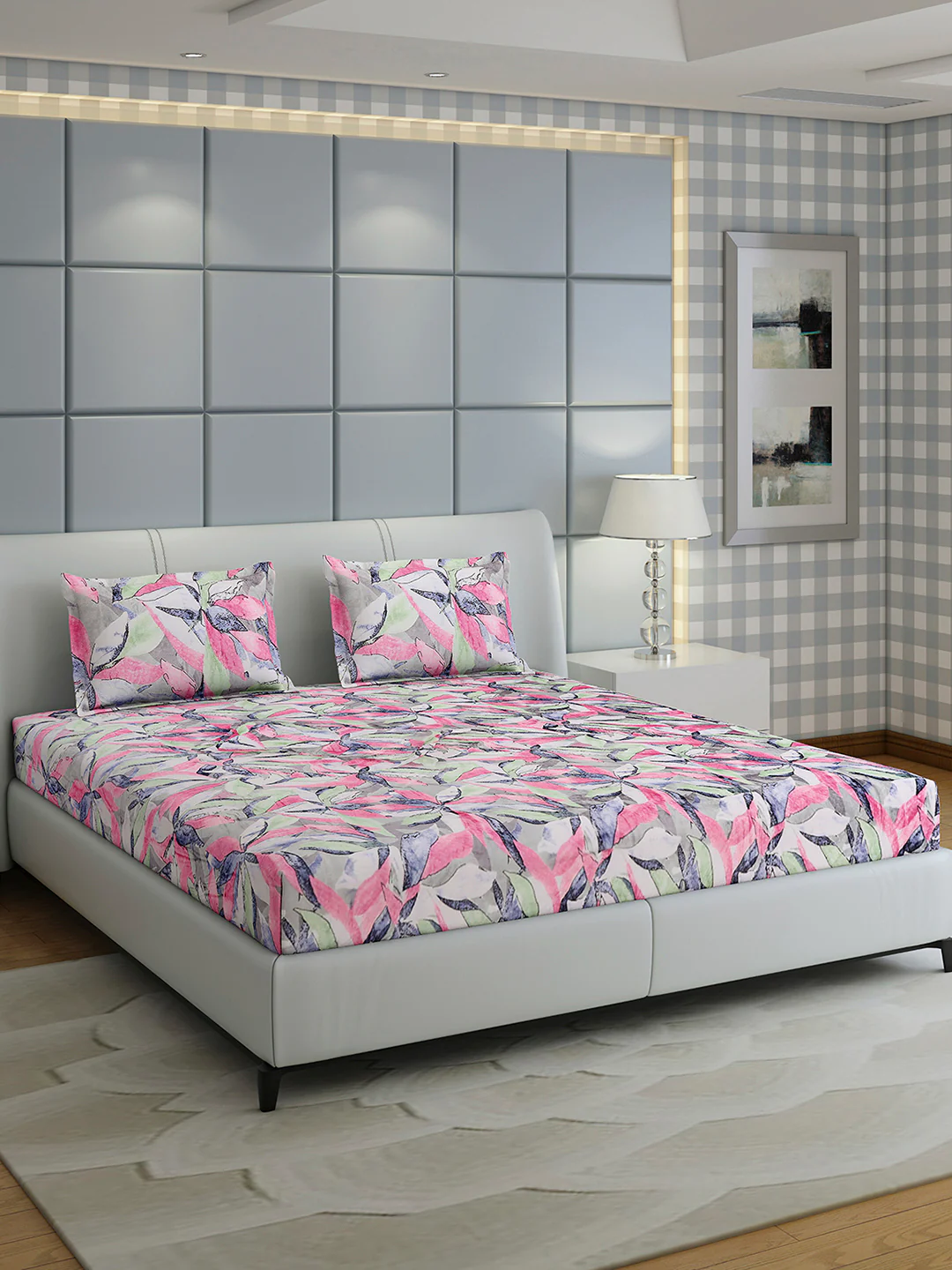 349 GSM 100% Polyester King Bed 1 Bedsheet with 2 Pillow Cover (Carnival) - Image 4