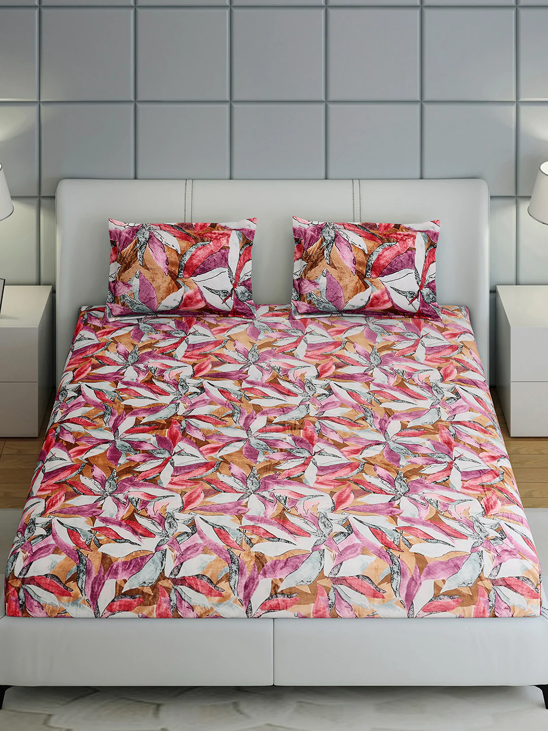349 GSM 100% Polyester King Bed 1 Bedsheet with 2 Pillow Cover (Carnival) - Image 3