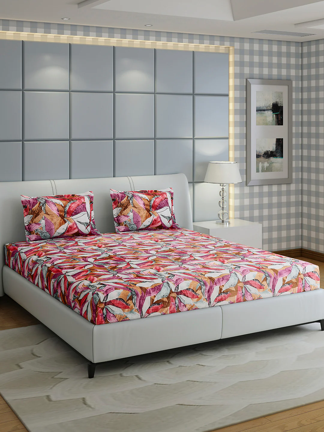 349 GSM 100% Polyester King Bed 1 Bedsheet with 2 Pillow Cover (Carnival) - Image 4