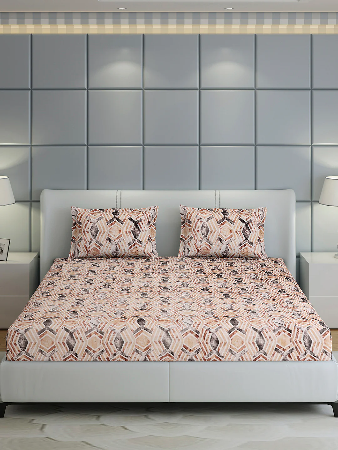 349 GSM 100% Polyester King Bed 1 Bedsheet with 2 Pillow Cover (Carnival) - Image 2