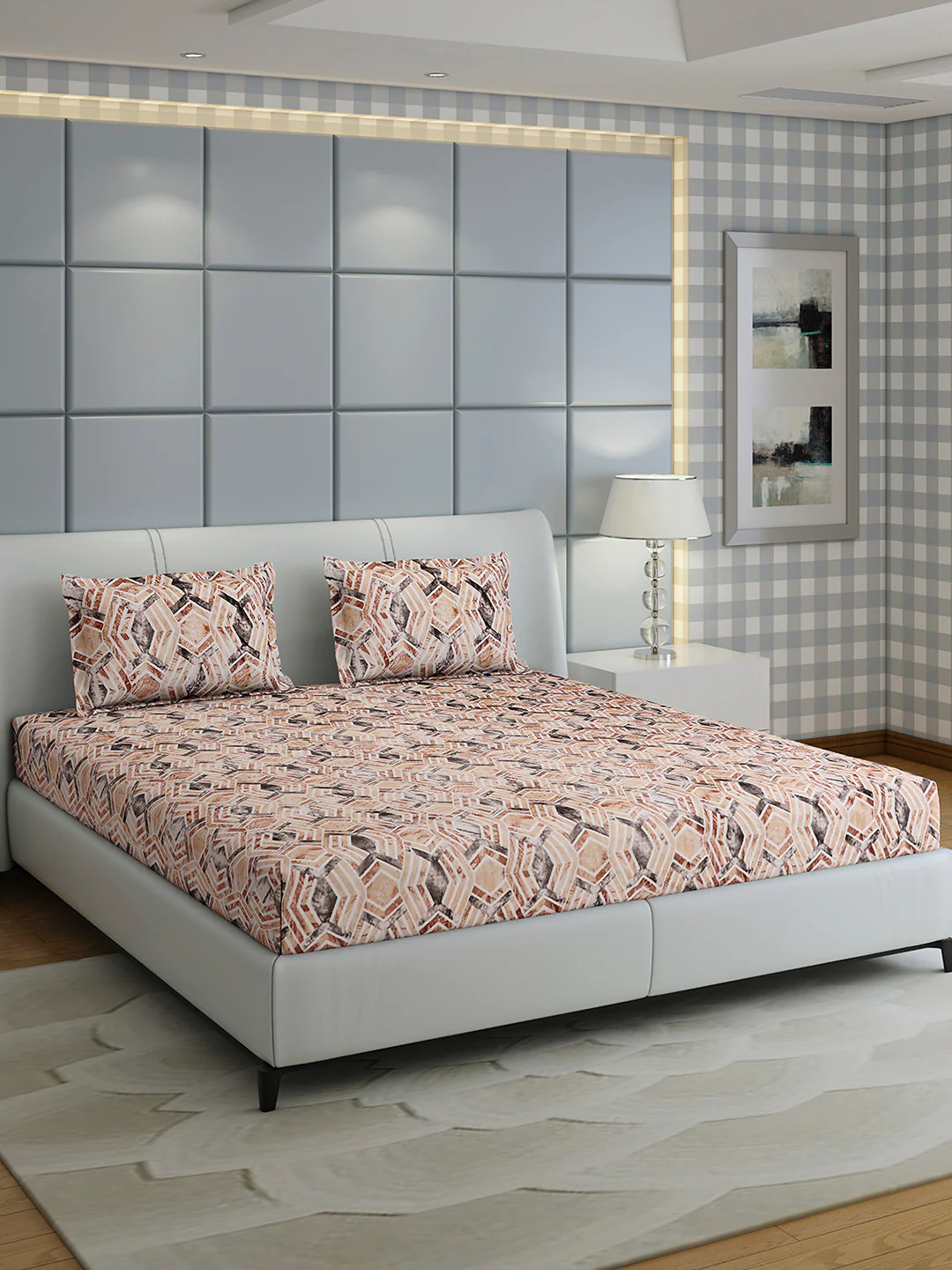349 GSM 100% Polyester King Bed 1 Bedsheet with 2 Pillow Cover (Carnival) - Image 4