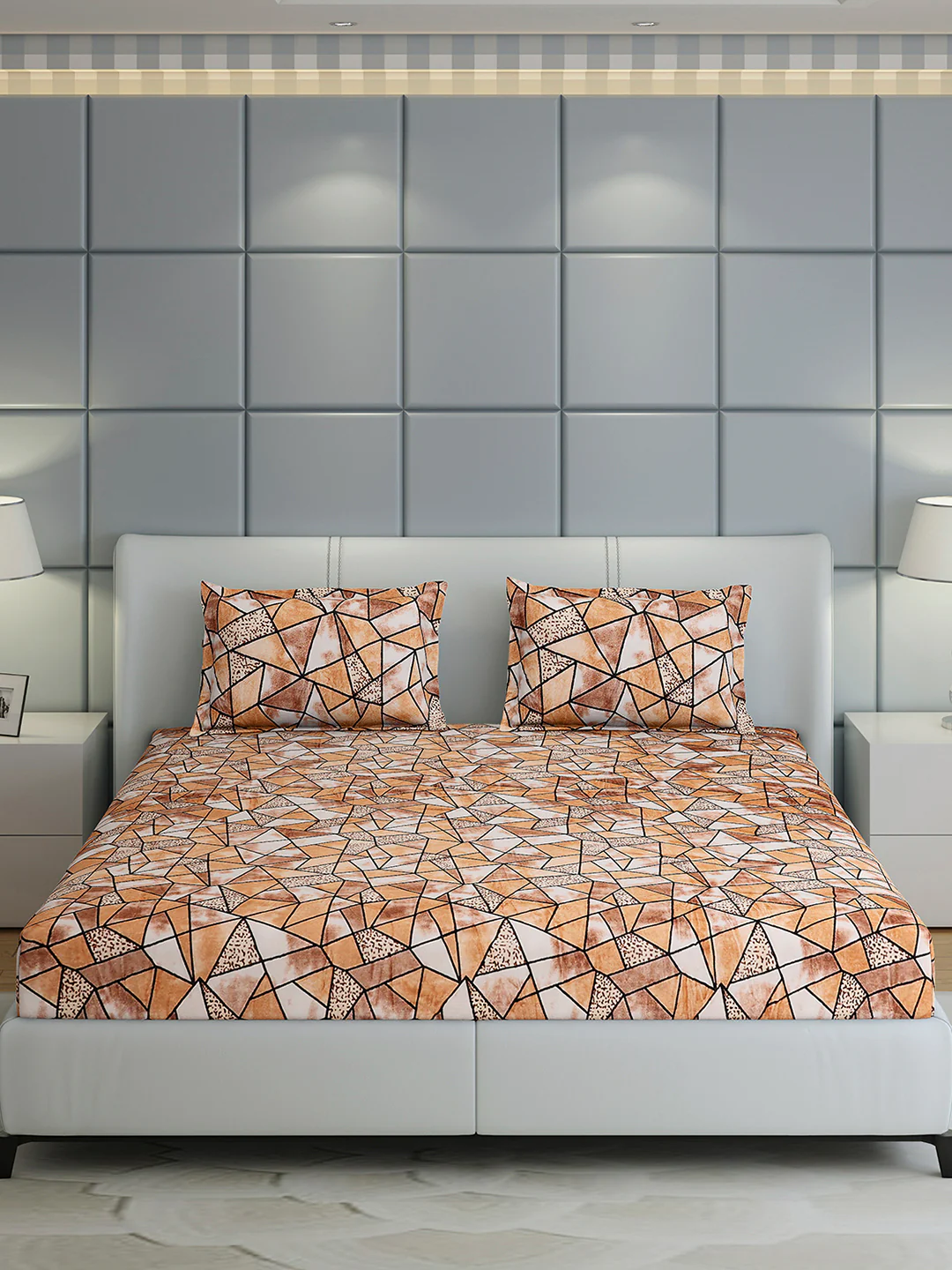 349 GSM 100% Polyester King Bed 1 Bedsheet with 2 Pillow Cover (Carnival) - Image 2