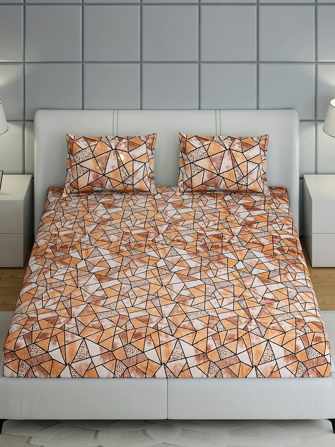 349 GSM 100% Polyester King Bed 1 Bedsheet with 2 Pillow Cover (Carnival) - Image 3