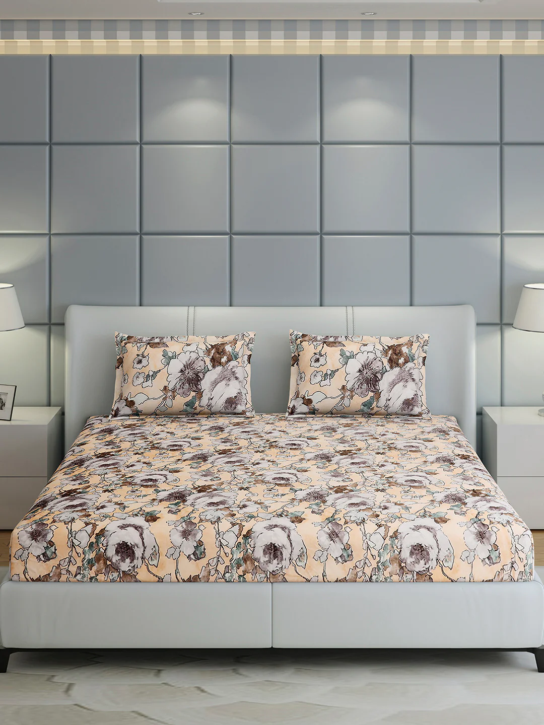 349 GSM 100% Polyester King Bed 1 Bedsheet with 2 Pillow Cover (Carnival) - Image 2