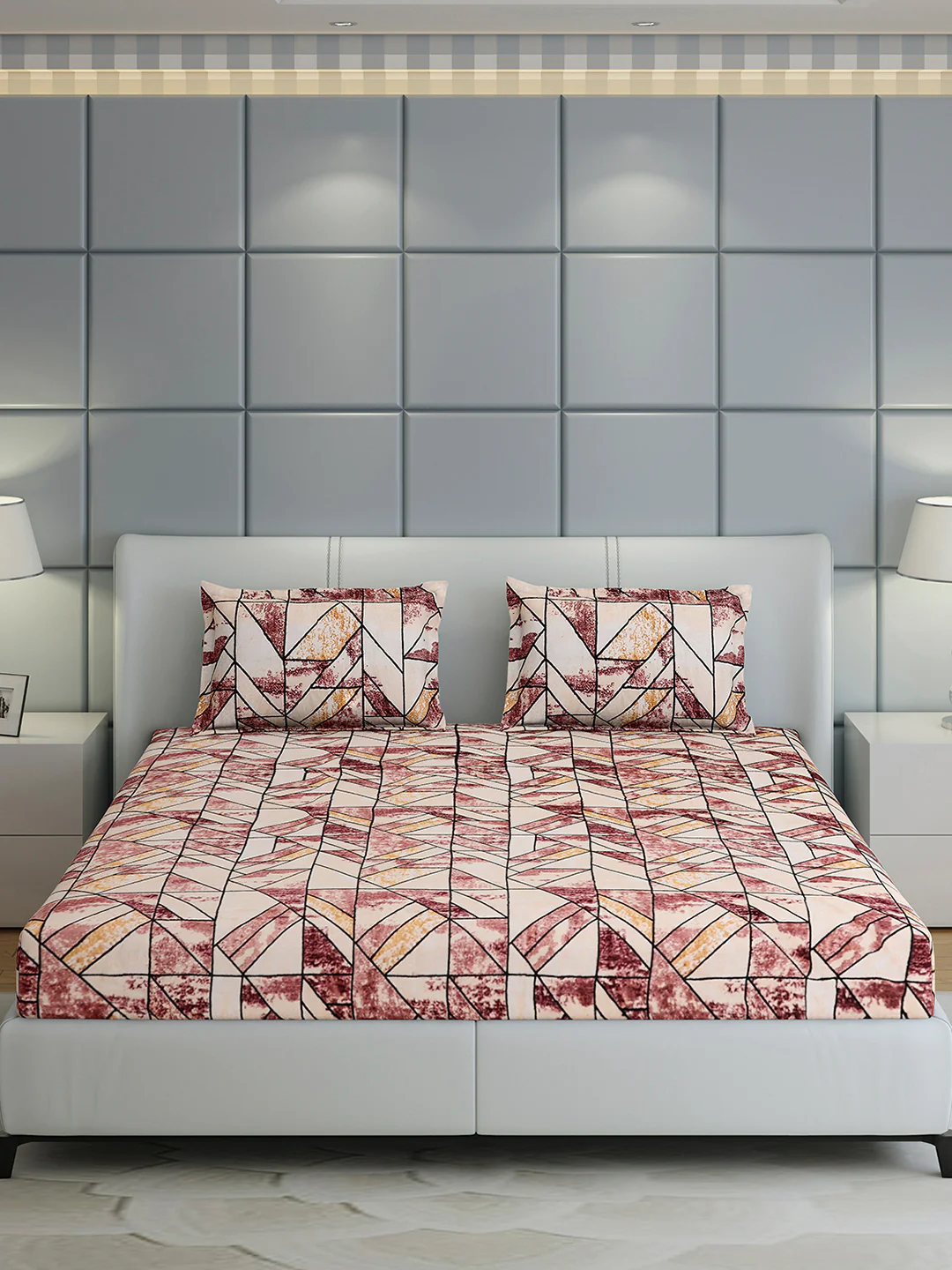349 GSM 100% Polyester King Bed 1 Bedsheet with 2 Pillow Cover (Carnival) - Image 2