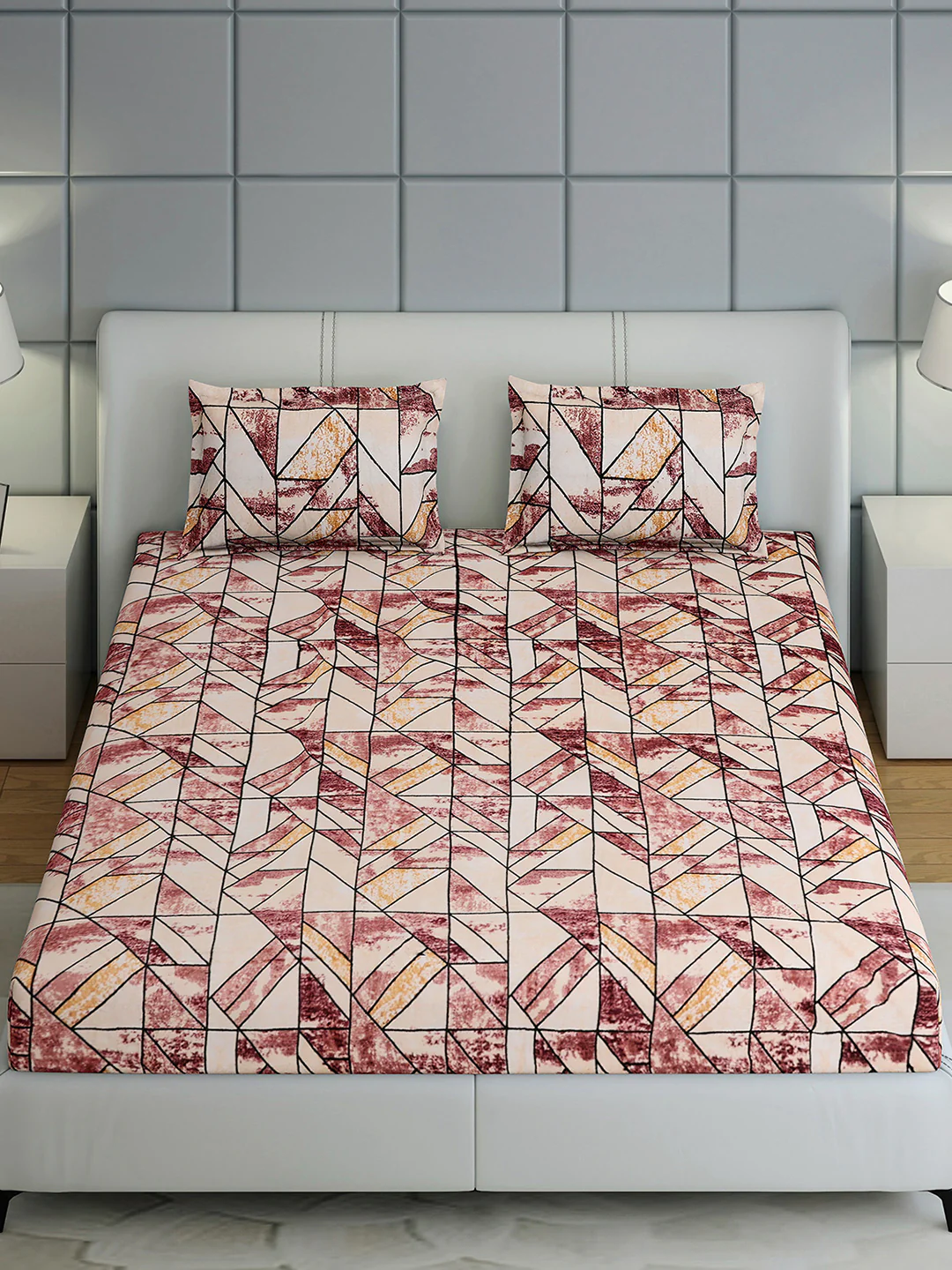 349 GSM 100% Polyester King Bed 1 Bedsheet with 2 Pillow Cover (Carnival) - Image 3