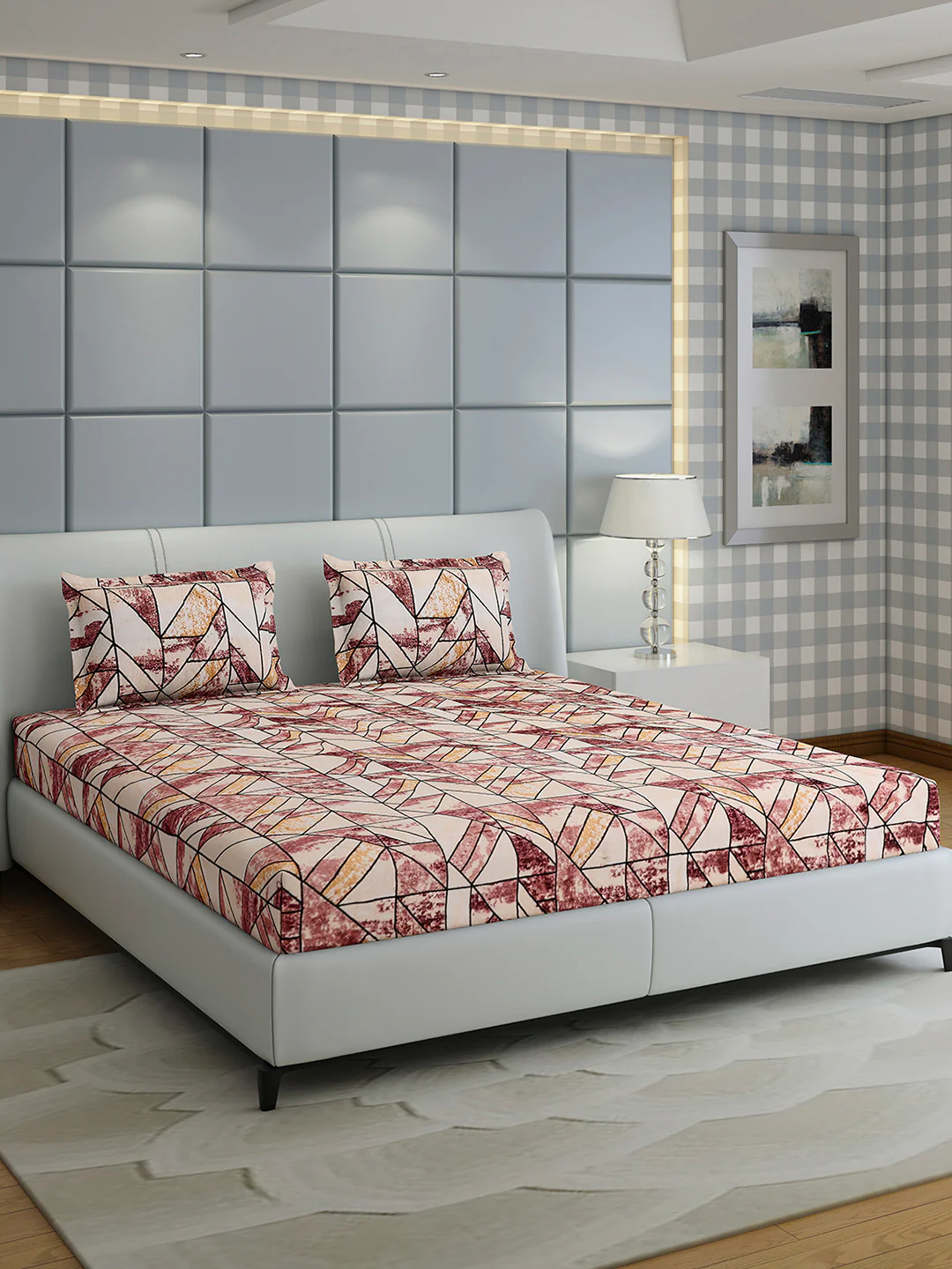 349 GSM 100% Polyester King Bed 1 Bedsheet with 2 Pillow Cover (Carnival) - Image 4