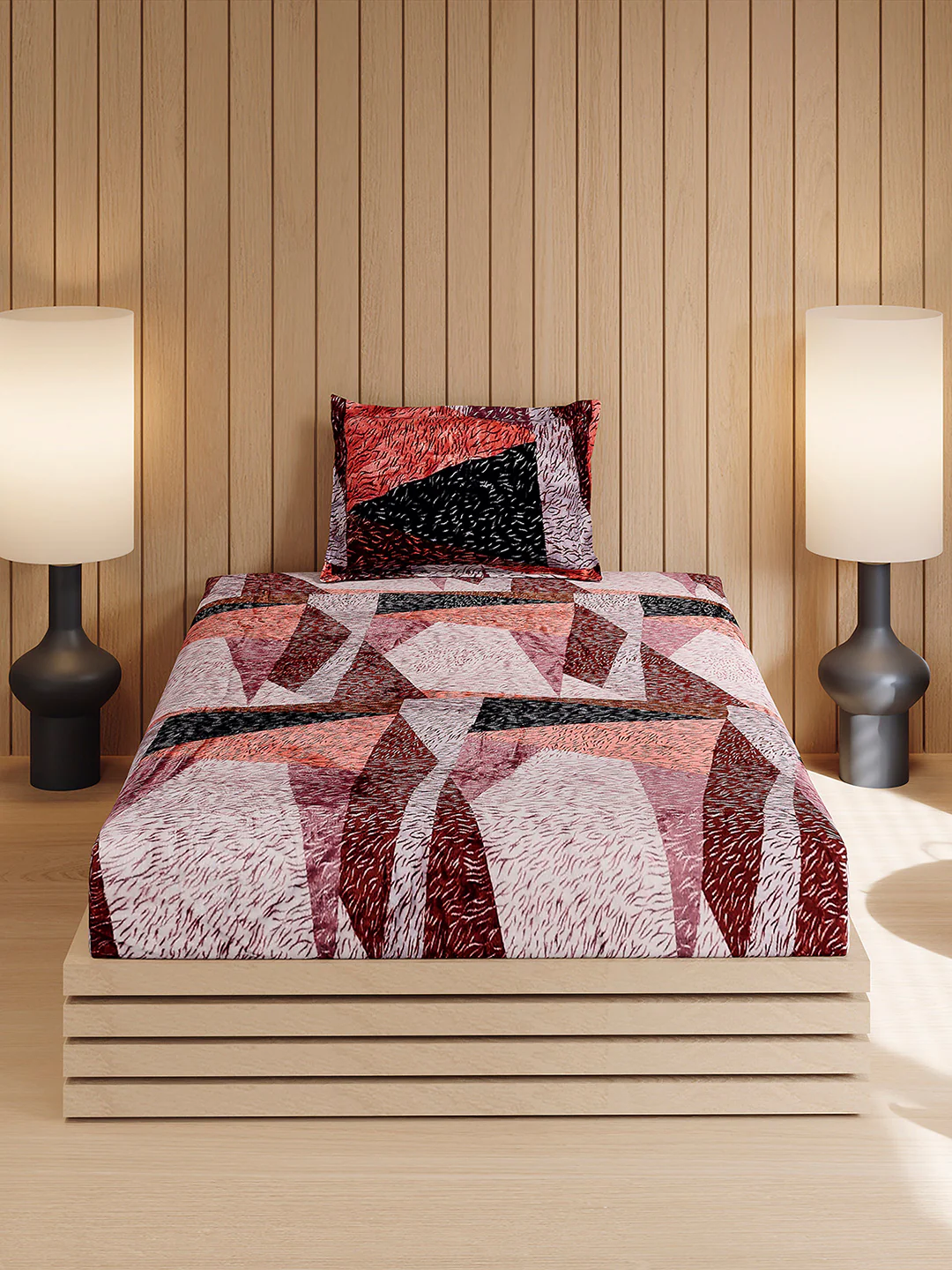 353 GSM 100% Polyester Single Bed 1 Bedsheet with 1 Pillow Cover (Ira) - Image 2