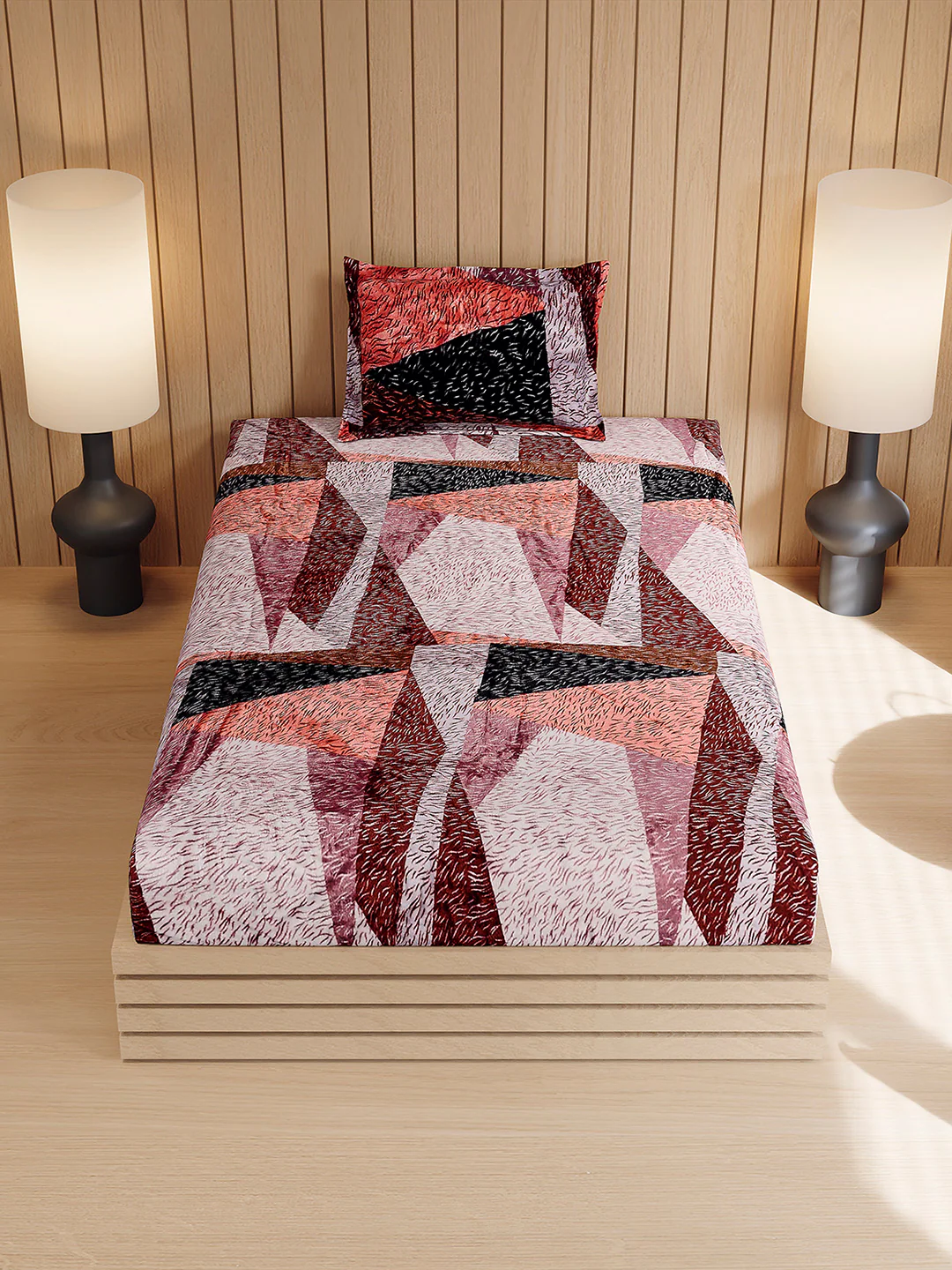 353 GSM 100% Polyester Single Bed 1 Bedsheet with 1 Pillow Cover (Ira) - Image 3