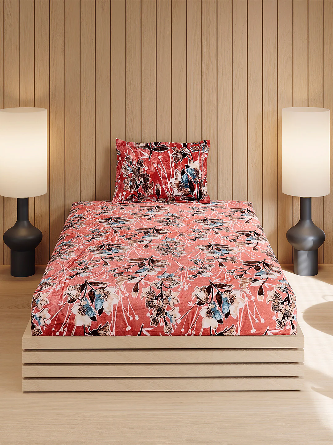 353 GSM 100% Polyester Single Bed 1 Bedsheet with 1 Pillow Cover (Ira) - Image 2
