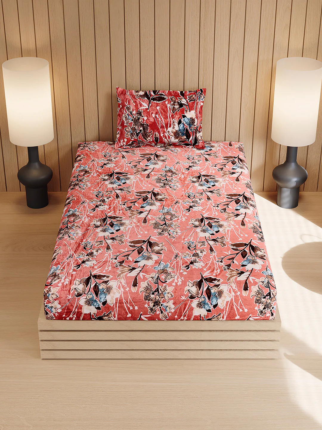 353 GSM 100% Polyester Single Bed 1 Bedsheet with 1 Pillow Cover (Ira) - Image 3
