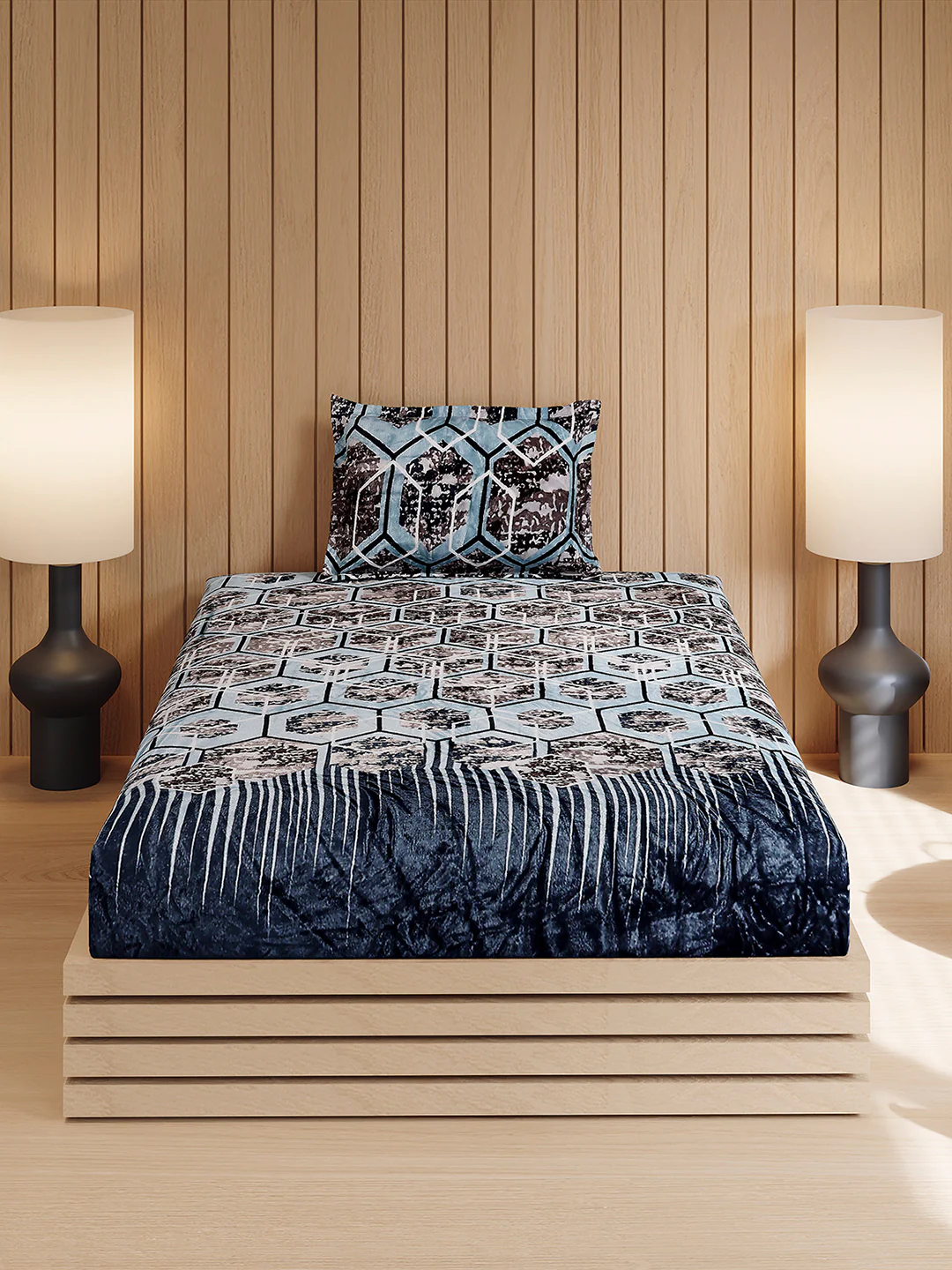 353 GSM 100% Polyester Single Bed 1 Bedsheet with 1 Pillow Cover (Ira) - Image 2