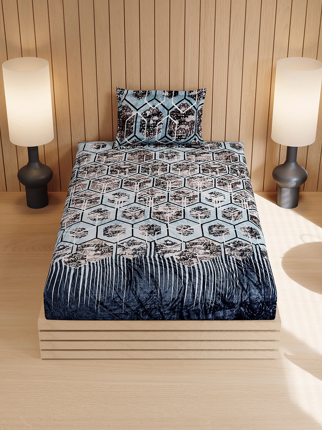 353 GSM 100% Polyester Single Bed 1 Bedsheet with 1 Pillow Cover (Ira) - Image 3
