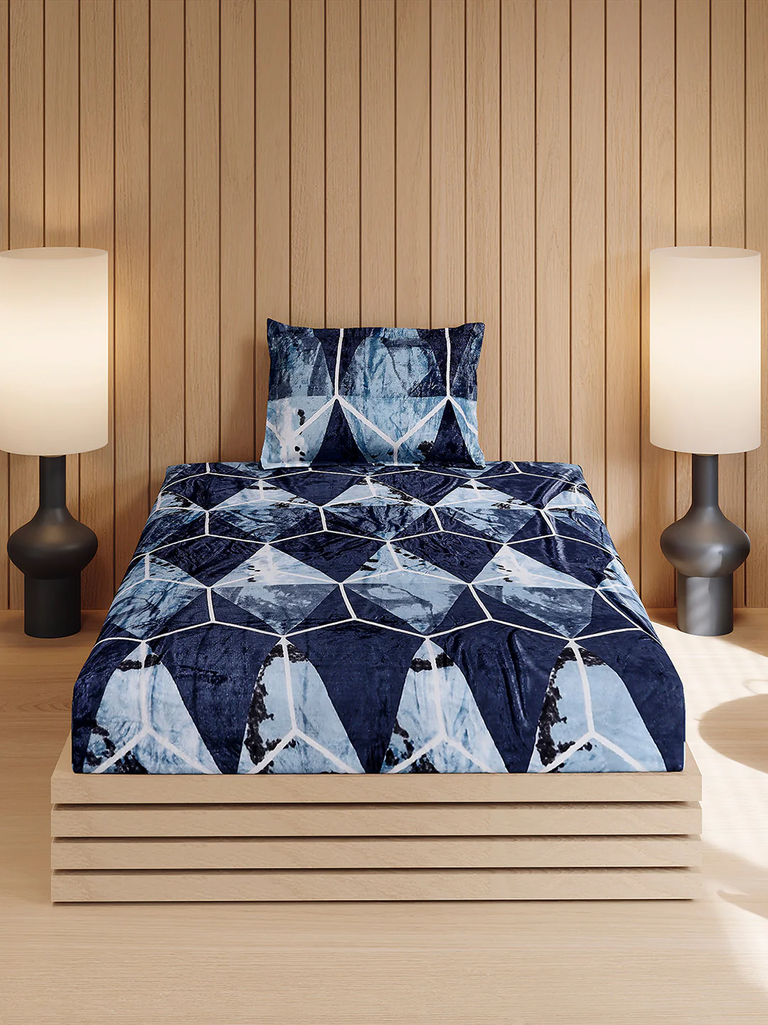 353 GSM 100% Polyester Single Bed 1 Bedsheet with 1 Pillow Cover (Ira) - Image 2